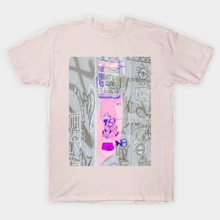 Graffiti Tag Soft Pink Grey Sticker NYC T-Shirt